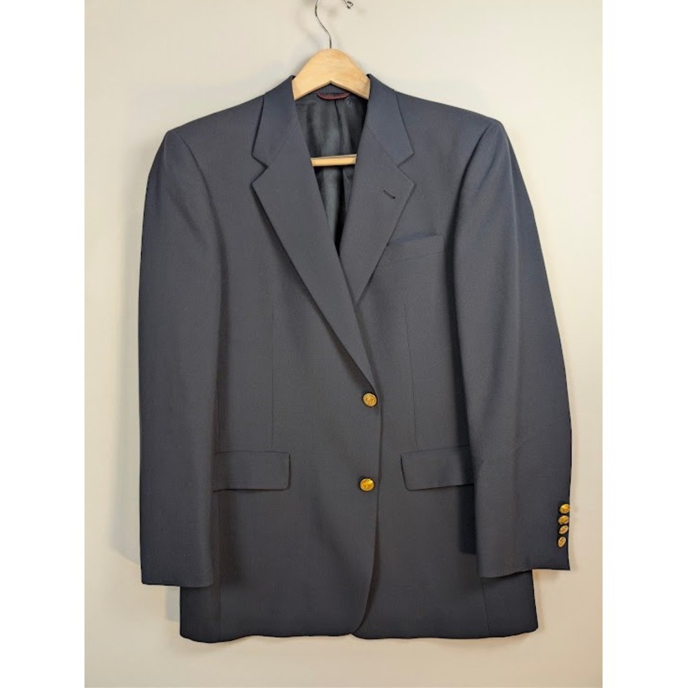 Hart Schaffner Marx Blazer Mens 40R Navy Blue Sport Coat Gold Buttons Nordstrom